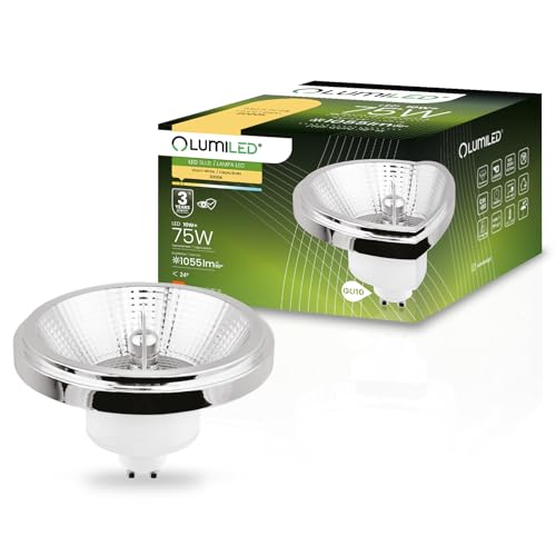 Lumiled LED-Leuchtmittel ES111 GU10 Fassung Spannung 230V 10W (Entspricht Halogen 75 Watt) Warmweiß 3000K 24 Grad Abstrahlwinkel Silber 1055 Lumen Ra>90 Aluminium PC von Lumiled