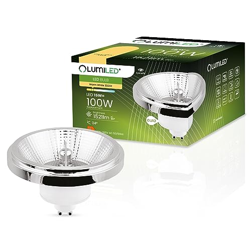 LUMILED LED-Leuchtmittel ES111 GU10 Fassung Spannung 230V 15W (Entspricht Halogen 100 Watt) Warmweiß 3000K 24 Grad Abstrahlwinkel Silber 1521 Lumen Ra>80 Aluminium PC von LUMILED