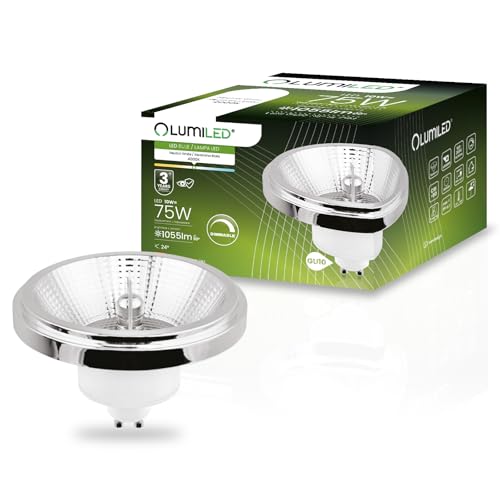 Lumiled LED-Leuchtmittel ES111 GU10 Fassung dimmbar 230V 10W (Entspricht Halogen 75 Watt) Neutralweiß 4000K 24 Grad Abstrahlwinkel Silber 1055 Lumen Ra>90 Aluminium dimmbare Downlight AR111 von Lumiled