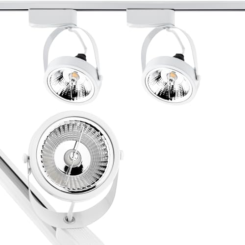 Lumiled LED Schienensystem, Dreh- und schwenkbarer 1-Phasen-Strahler, Spot, Deckenstrahler, 3xGU10 Fassung 230V max. 15W, Weiß, inkl. 1-Phasen-Adapter, 360° 180° verstellbar von Lumiled