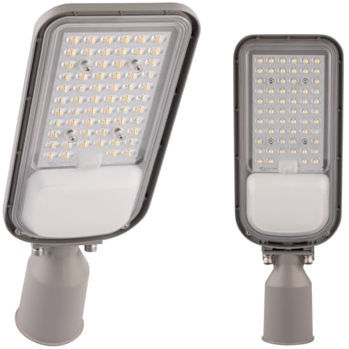 Lumiled LED Straßenlaterne 50W 7000 Lm Straßenlampe 4000K Neuralweiß Straßenleuchte Außenleuchte IP65 Wasserdicht Mastleuchte Wegeleuchten Parkplatz Beleuchtung Hofbeleuchtung Wandleuchte von Lumiled