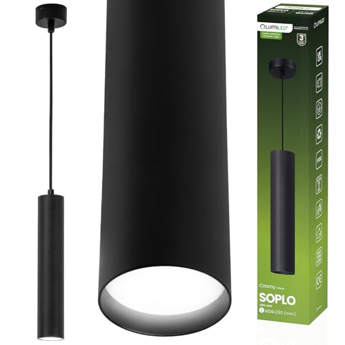 Lumiled Pendelleuchte Hängelampe Pendellampe verstellbar 1 flammig Modern Hängeleuchte 290mm aus Aluminium Esstischlampe schwarz Lampe Esstisch Wohnzimmerlampe hängend gu10 Fassung von Lumiled
