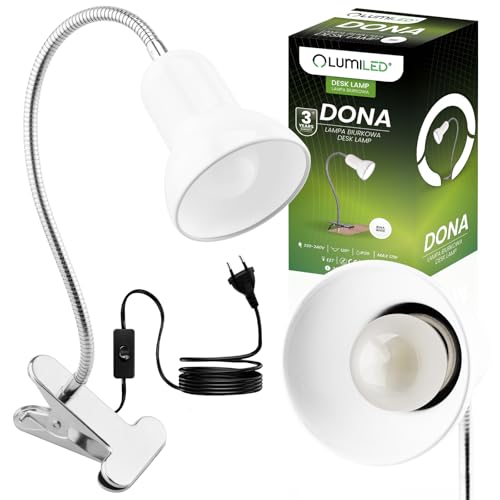 Lumiled Schreibtischlampe klassisch Leselampe Tischleuchte Flexibler Hals Arbeitsleuchte mini Nachttischlampe E27 Fassung Tischlampe aus Metall Kinderzimmer für Lesen Studieren weiß mit Klemme Lumiled Schreibtischlampe klassisch Leselampe Tischleuchte Flexibler Hals Arbeitsleuchte mini Nachttischlampe E27 Fassung Tischlampe aus Metall Kinderzimmer für Lesen Studieren weiß mit Klemme von Lumiled