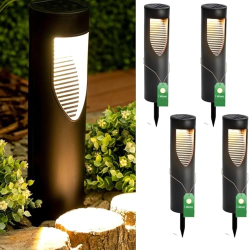 Lumiled Set 4x Solarlampen für Außen Garten Solarleuchten mit Neutralweiß 4000K Licht IP44 Wasserdicht Akku 600 mAh mit Dämmerungssensor mit Lange Arbeitszeit 8h Solar Gartenleuchte Deko für Pfad von Lumiled