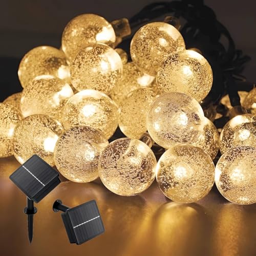 Lumiled Solar Lichterkette Außen 9,2m 50x LED Kristall Kugeln Solarlichterkette Aussen Warmweiß Wasserdicht IP44 für Garten Terrasse Balkon Hochzeit Party Outdoor Weihnachten Ostern Kristallkugeln von Lumiled