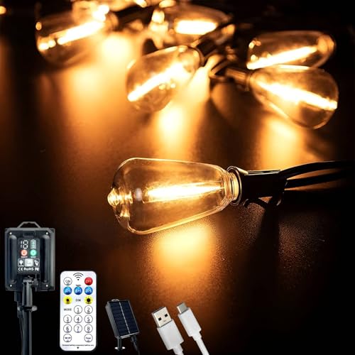 Lumiled Solar Lichterkette für Außen 30 + 2 Ersatzbirnen x ST38 LED 9.8 M mit Fernbedienung Solarlichterkette Garten Außenlichterkette Solarleuchte IP44 Warmweiß 2700K birnen 8 Betriebsarten Lumiled Solar Lichterkette für Außen 30 + 2 Ersatzbirnen x ST38 LED 9.8 M mit Fernbedienung Solarlichterkette Garten Außenlichterkette Solarleuchte IP44 Warmweiß 2700K birnen 8 Betriebsarten von Lumiled