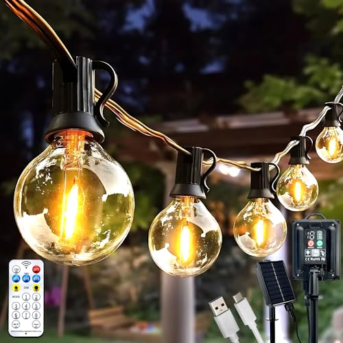 Lumiled Solar Lichterkette für Außen 40 + 2 Ersatzbirnen x G40 LED 19,55 M mit Fernbedienung Solarlichterkette Garten Außenlichterkette Solarleuchte IP44 Warmweiß 2700K Glühbirnen 8 Betriebsarten Lumiled Solar Lichterkette für Außen 40 + 2 Ersatzbirnen x G40 LED 19,55 M mit Fernbedienung Solarlichterkette Garten Außenlichterkette Solarleuchte IP44 Warmweiß 2700K Glühbirnen 8 Betriebsarten von Lumiled