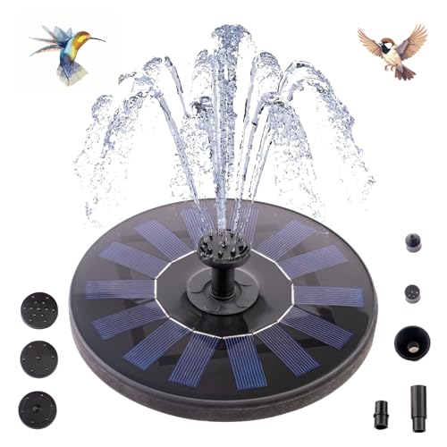 Lumiled Solar Springbrunnen für Außen, Solar Teichpumpe mit 5 Effekte Solar Wasserpumpe schwimmender Fontäne Pumpe 100-350L/St. für Gartenteich Oder Springbrunnen VogelBad Fisch Behälter IP65 von Lumiled