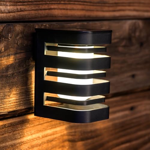 Lumiled Solarlampen für Außenwand LED Solar Wandleuchte Außen Schutzklasse IP44 warmweiß 3000K wasserdichte kabellose Installation Solarleuchten für Garten, Zaun, Garage, Balkon, Veranda von Lumiled
