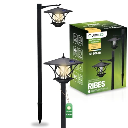 Lumiled Solarleuchte Laterne Garten Solarlampen mit Erdspieß LED Solarlampe für außen LED Warmweiß 3000K Solar Gartenleuchte 150cm Wegeleuchten Wegbeleuchtung Bodenleuchte Gartendeko Vintage von Lumiled