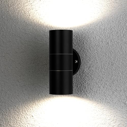 Lumiled Wandleuchte außen Außenleuchte Außenbeleuchtung Wandstrahler Außenwandleuchte Gartenleuchte Terrasse Fassade Downlight IP44 schwarz Spot GU10 Fassung oben und unten Aluminium von Lumiled
