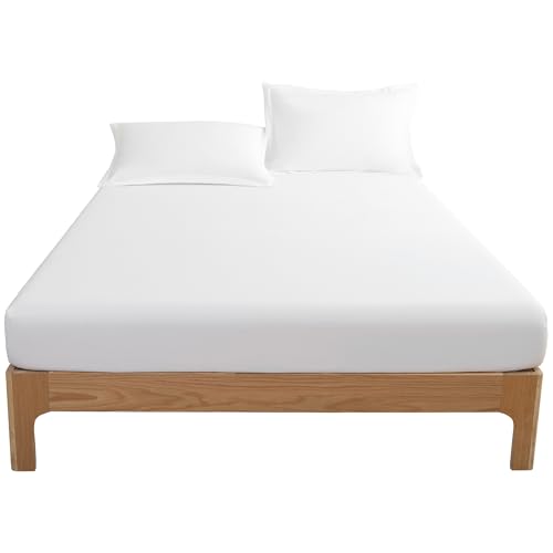 Lumimi Spannbettlaken Spannbetttuch Bettlaken aus Mikrofaser, 90cm x 200cm für Matratzen bis 30cm Höhe, Superweich Schlafkomfort Rundum Gummizug Faltenfrei Formstabil Pflegeleicht Weiss von Lumimi