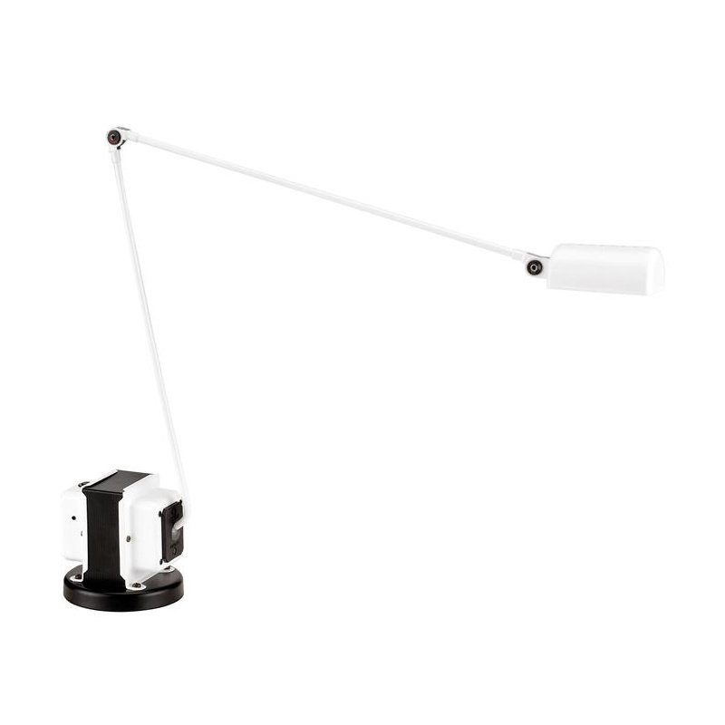 Lumina - Daphine LED Schreibtischleuchte - weiß matt/BxH 40x35cm/Fuß Gußeisen schwarz lackiert H10cm x Ø11cm/mit Dimmer/Zweistufenschalter/840lm/3000K von Lumina