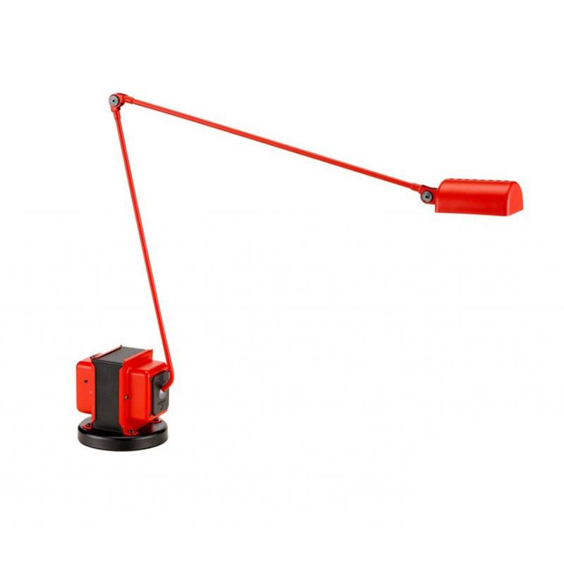 Lumina - Daphine Tavolo LED Schreibtischleuchte - rot matt/BxH 40x35cm/Fuß Gußeisen schwarz lackiert H10cm x Ø11cm/mit Dimmer/Zweistufenschalter/840lm von Lumina