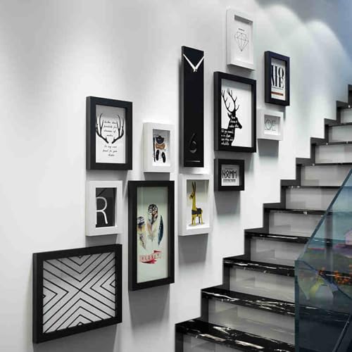 LuminaCreek Hochformat-Bilderrahmen, Treppenhaus-Collage-Bilderrahmen-Set for die Wand, mehrere Bilder, schwarz, mehrere Größen(11 pcs) von LuminaCreek