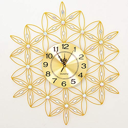 LuminaCreek Pendel-Wanduhr, Wanduhr, rund, Metall, Quarz, Diamanten, Blumenmuster, mehrere Größen(A) von LuminaCreek