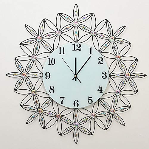LuminaCreek Pendel-Wanduhr, Wanduhr, rund, Metall, Quarz, Diamanten, Blumenmuster, mehrere Größen(D) von LuminaCreek