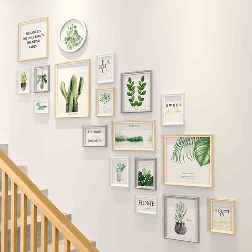 LuminaCreek Portrait-Bilderrahmen, 18-teiliges Wand-Bilderrahmen-Set, Mehrfarbig, mehrere Größen, Holz-Acryl-Front(Green,Plants) von LuminaCreek