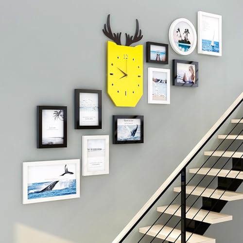 LuminaCreek Portrait-Bilderrahmen, Bilderrahmen-Set mit Wanduhr, 11er-Pack, Mehrfarbig, mehrere Größen for Wanddekoration, Treppenhintergrund(Blue) von LuminaCreek