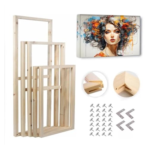 LuminaCreek Portrait-Bilderrahmen, DIY-Bilderrahmen aus Holz for Leinwandmalerei, Keilrahmen, Poster, Wandkunst, mehrere Größen(Width 130cm(65cmx2),Height 65cm) von LuminaCreek