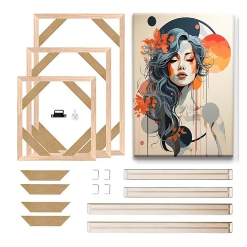 LuminaCreek Portrait-Bilderrahmen, Holz-Bilderrahmen, Leinwand-Keilrahmen-Set, mehrere Größen for Ölgemälde, Posterrahmen, Heimdekoration(40x40cm) von LuminaCreek