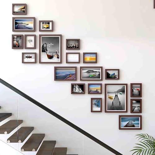 LuminaCreek Portrait-Bilderrahmen, Massivholz-Bilderrahmen, Mehrfarbig, mehrere Größen, 20er-Pack, Wand- und Desktop-Bilderrahmen-Set(Brown 1) von LuminaCreek