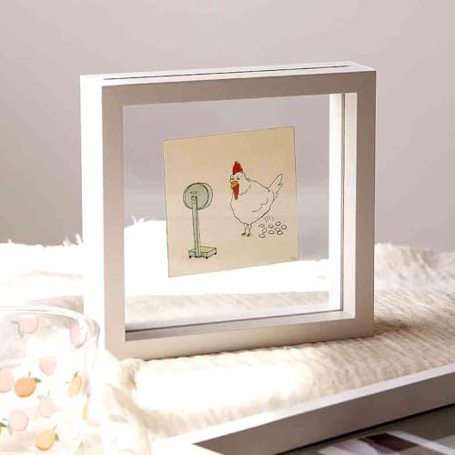 LuminaCreek Portrait-Bilderrahmen, schwebender, doppelseitiger A4-Bilderrahmen aus Holz, Mehrfarbig, mehrere Größen(White,Square 8 Inch [19.2 * 19.2cm]) von LuminaCreek