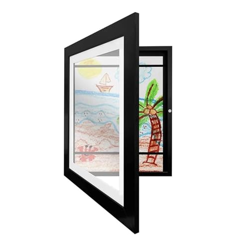 LuminaCreek Rahmen Kinder Kunstrahmen Magnetische Vorderseite Offen Veränderbar Kinder Frametory for Poster Foto Zeichnung Gemälde Bilder Display(Black Frame) von LuminaCreek