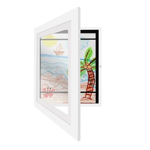 LuminaCreek Rahmen Kinder Kunstrahmen Magnetische Vorderseite Offen Veränderbar Kinder Frametory for Poster Foto Zeichnung Gemälde Bilder Display(White Frame) von LuminaCreek