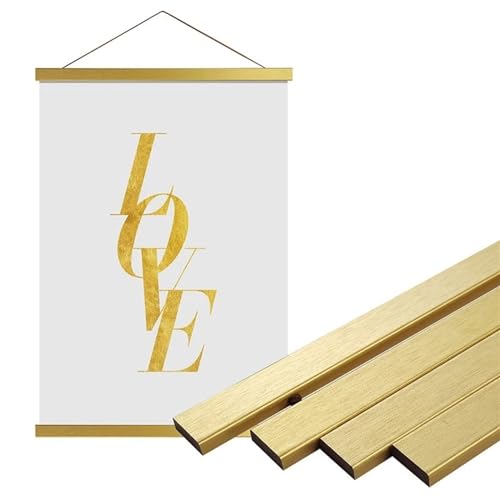 LuminaCreek Rahmen Magnetischer Holz-Fotorahmen, Massivholz-Fotorahmen, Eisen absorbierend, for Kunstporträts, Leinwandmalereien, Posterrahmen(Golden Frame,21cm) von LuminaCreek