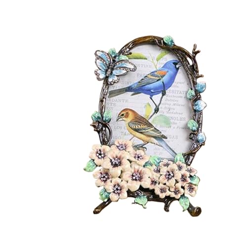 LuminaCreek Rahmen Metall Fotorahmen Vogel Floral Kreative Emaille Fotorahmen Display Kunst Wohnkultur Hochzeit Geburtstag Geschenke(8 Inside 8.6x11.5cm) von LuminaCreek