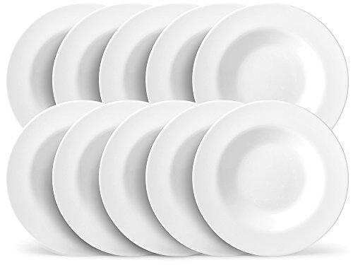 10er SET CreaTable - ITALIAN PARTY - Pastateller WHITE 29 cm aus Opalglas von Luminarc