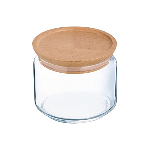 Arc 806458 Vorratsdose aus Glas, Purebox, Holzdeckel, 0,5 l von Luminarc