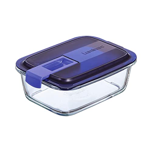 Luminarc Easy Box Behälter rechteckig, luftdicht, Glas, 82 cl, zweifarbig von Luminarc