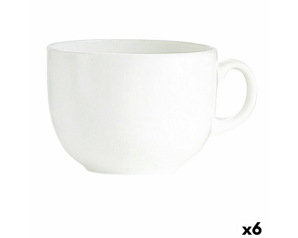 Luminarc Becher Luminarc Kaffeetasse Blanc groß Weiß Glas 720 ml 6 Stück Teetasse XL, Glas von Luminarc