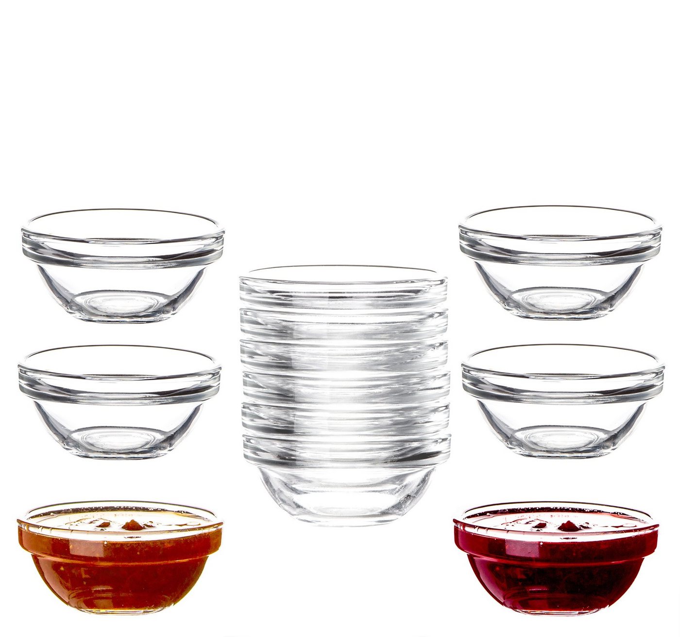 Luminarc Dipschale Glas Für Dip, Marmelade, Konfitüre Stapelbar Mini-Soßenschalen, Glas, (12-tlg) von Luminarc