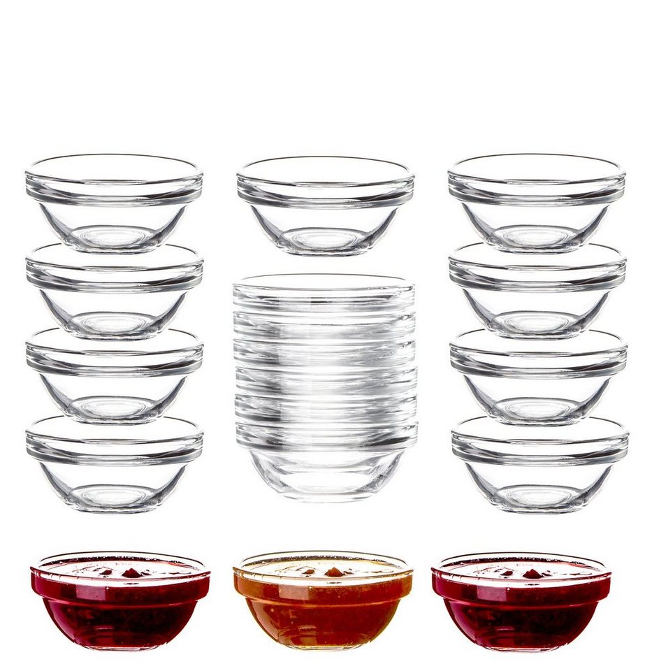 Luminarc Dipschale Glas Für Dip, Marmelade, Konfitüre Stapelbar Mini-Soßenschalen, Glas, (18-tlg) von Luminarc