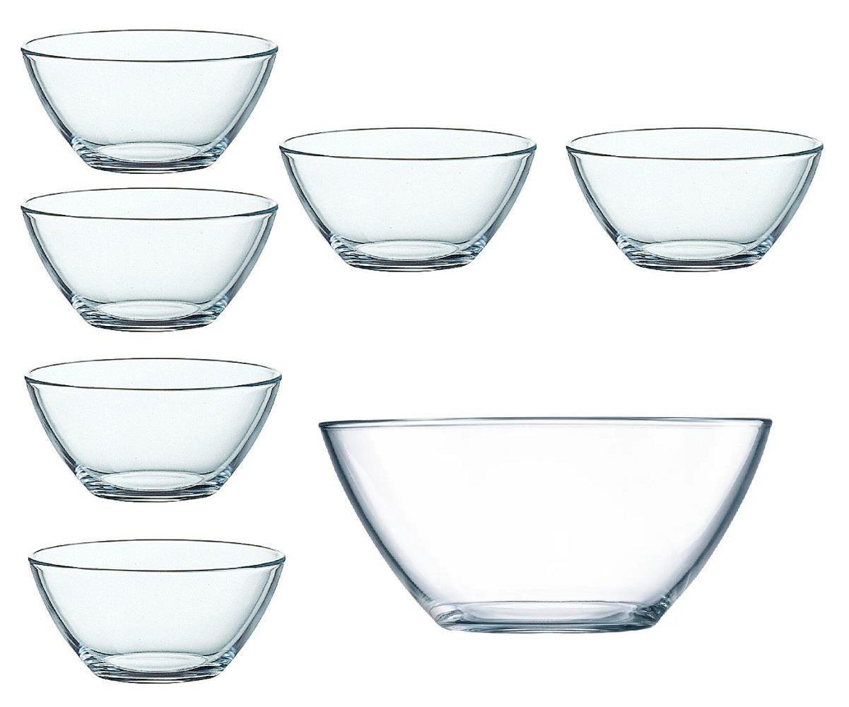 Luminarc Gebäckteller Luminarc Cosmos Schüssel 23 cm+ Schale 12 cm Set 7 tlg, Glas, (Spar-Set) von Luminarc
