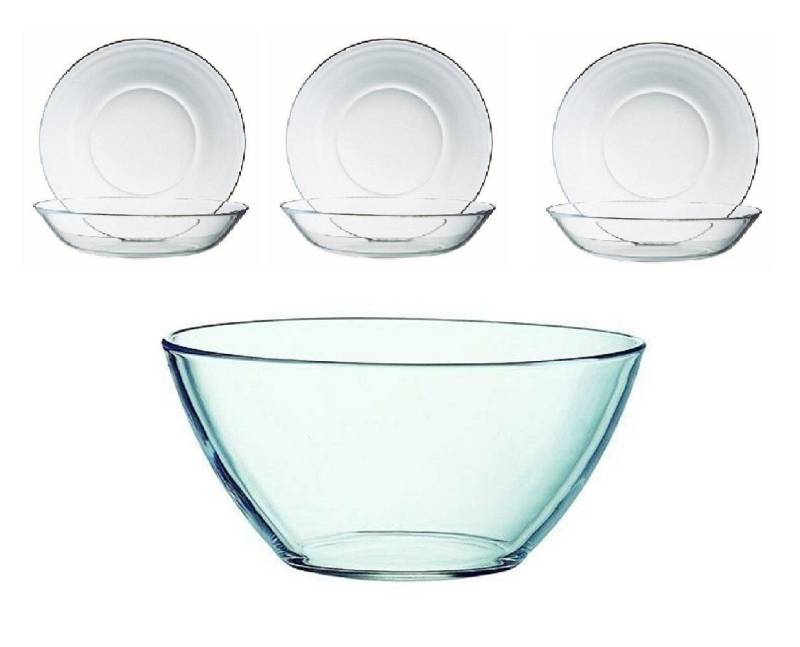 Luminarc Gebäckteller Luminarc Cosmos Schüssel 28 cm+ Puddinteller 14 cm Set 7 tlg, Glas, (Spar-Set) von Luminarc