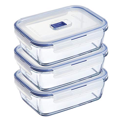 Luminarc P7889 Pure Box Active 6-teiliges Frischhaltedosen-Set, rechteckig, 5,1 Tassen, Glas, Transparent von Luminarc