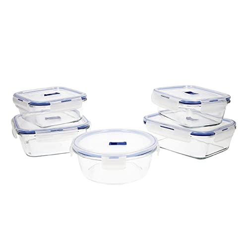 Luminarc Pure Box Active 5er Set Frischhaltedosen aus Glas, extra robust, BPA-frei, Mikrowellenventil, bunt von Luminarc