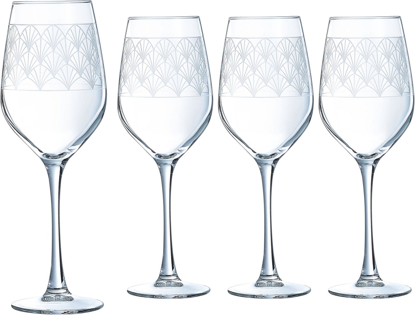 Luminarc Weinglas Trinkglas Paradisio, Glas, Gläser Set, mit Pantographie-Optik, 4-teilig, Made in Europe von Luminarc
