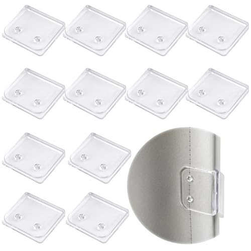 12 Stück Anti Splash Duschvorhang Klammer,5×4.5×1cm Selbstklebend Winddichte Duschvorhang Clips,Transparente Plastik Duschevorhang Clips Ohne Löcher, Winddichte Vorhang Klammern für Dusche Verschütten von LuminaryLair