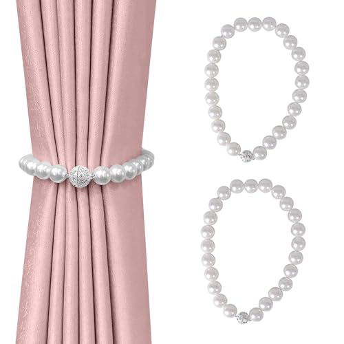 2 Stücke Perle Vorhang Raffhalter, 40cm Magnetische Vorhang Raffhalter mit Perlen, Einstellbar Raffhalter, Vorhang Raffhalter, Gardinen Binder für Perle Vorhang Raffhalter Heimdekoration, Büro, Hotel von LuminaryLair
