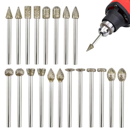 20 Stück Fräser Gravur Set mit 1/8", Diamant Frässtifte Schleifstifte, Stein Schleif Diamant-Fräser-Set für Skulpturen, Gravierstift Diaman, für Stein Keramik, Glas, Schleifen von LuminaryLair