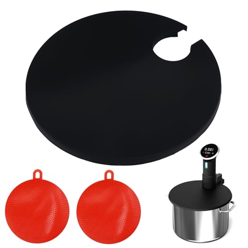 3 Stück Sous Vide Silikondeckel,28cm Sous Vide Deckel Silikon mit Silikongeschirrspülbürste 2 Stk,Sous Vide Deckel für präzises Kochen Silikon,Sous Vid e Präzisionskocher Silikondeckel,für Suppentöpfe von LuminaryLair