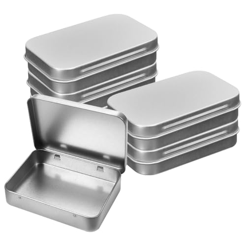 6 Stück Metall Aufbewahrung Scharnierdose, 9.5 x 6 x 2cm Rechteckige Kleine Blechdose Metall, Tragbar Leere Metallbox , Kleine Metallbox mit Deckel für Lagerung zu Hause und DIY Basteleien(Silber) von LuminaryLair