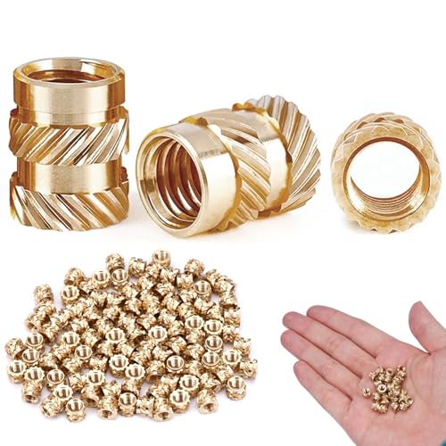 100 Stück Messing Einpressmuttern Gerändeltes, M3 Messing Threaded Insert, Innengewinde Einpressmutter Einsätze, Messingmuttern Gewindeeinsatz für in 3D Druckkomponenten und Kunststoffteile(3X4X5MM) von LuminaryLair