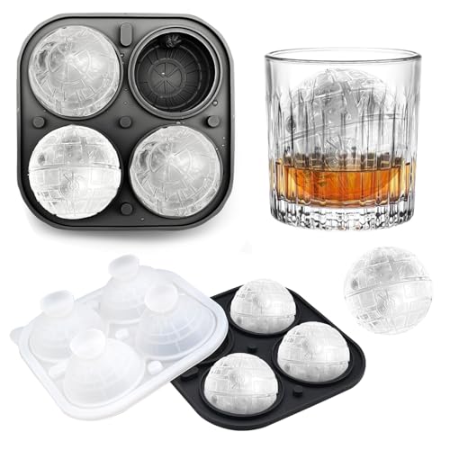 Grosse Eiswürfelform Rund mit Deckel, 4.3x 6.5cm Todesstern Eiswürfelform, Runde Eiskugelform BPA Frei, 3D Round Ball ice Mould, Kugel und Große Würfel Eiswürfelformen, für Whiskey, Saft (Schwarz) Grosse Eiswürfelform Rund mit Deckel, 4.3x 6.5cm Todesstern Eiswürfelform, Runde Eiskugelform BPA Frei, 3D Round Ball ice Mould, Kugel und Große Würfel Eiswürfelformen, für Whiskey, Saft (Schwarz) von LuminaryLair
