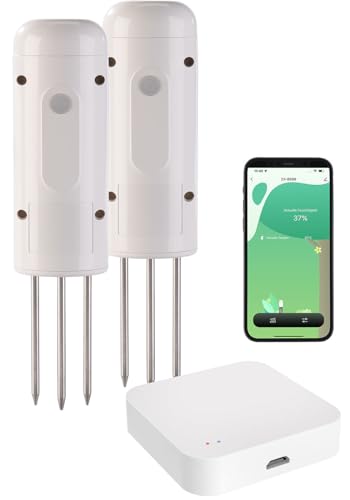 Luminea Home Control 2X Smarter,ZigBeeBodenFeuchtigkeits&Temperatursensor & Zigbee Gateway von Luminea